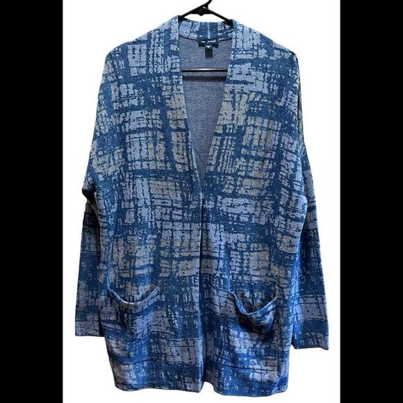 Pure Jill Indigo Duster Womens XS Cardigan‎ Jacket Pockets Open Front Lagenlook - Picture 1 of 4